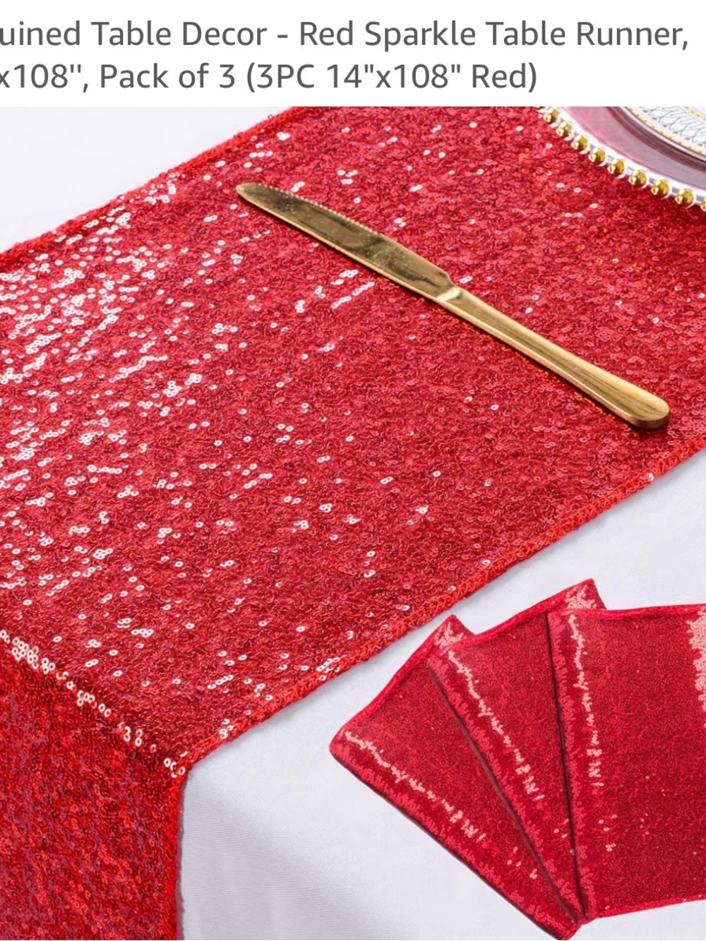 14”x108” Red Sequin Table Runner - Elegant Sparkle for Dining 9 each